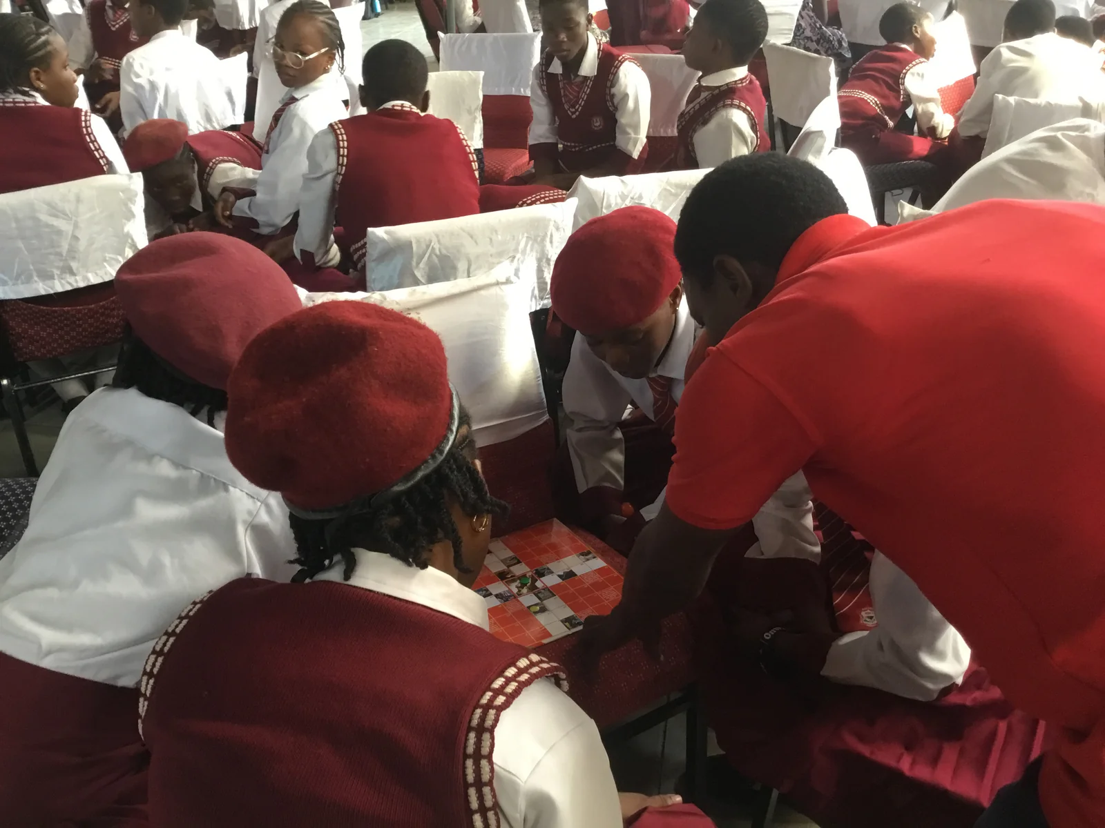 Students of Molete Baptist College playing Relationships Ludo.jpg