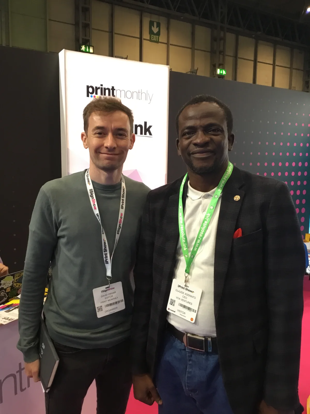 With David of Print Monthly at The Print Show 2026 in Birmingham.
