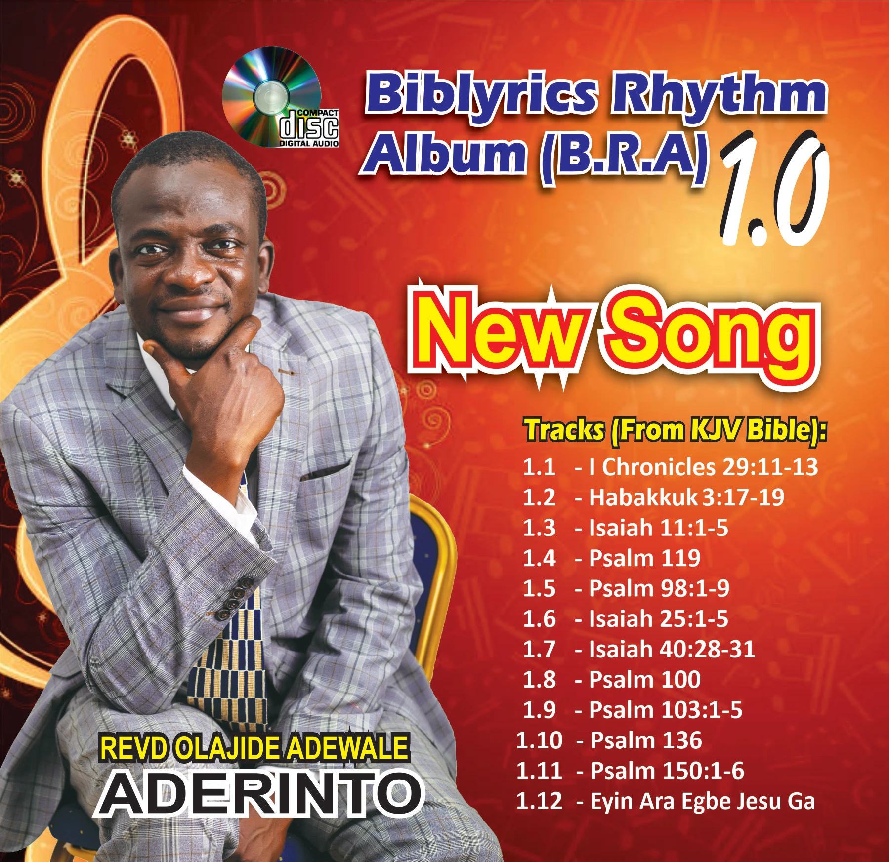 Front artwork for Biblyrics Rhythm Album B.R.A 1.0 by Rev. Olajide Adewale Aderinto