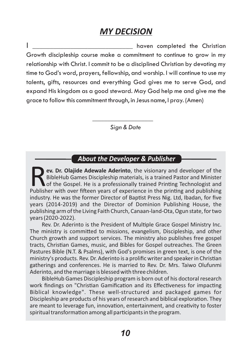 Christian Growth course, page 11 of 12