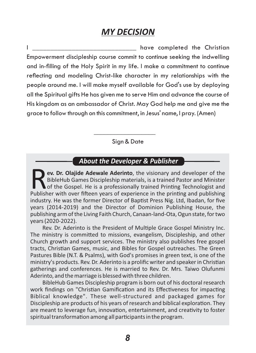 Christian Empowerment course, page 9 of 10