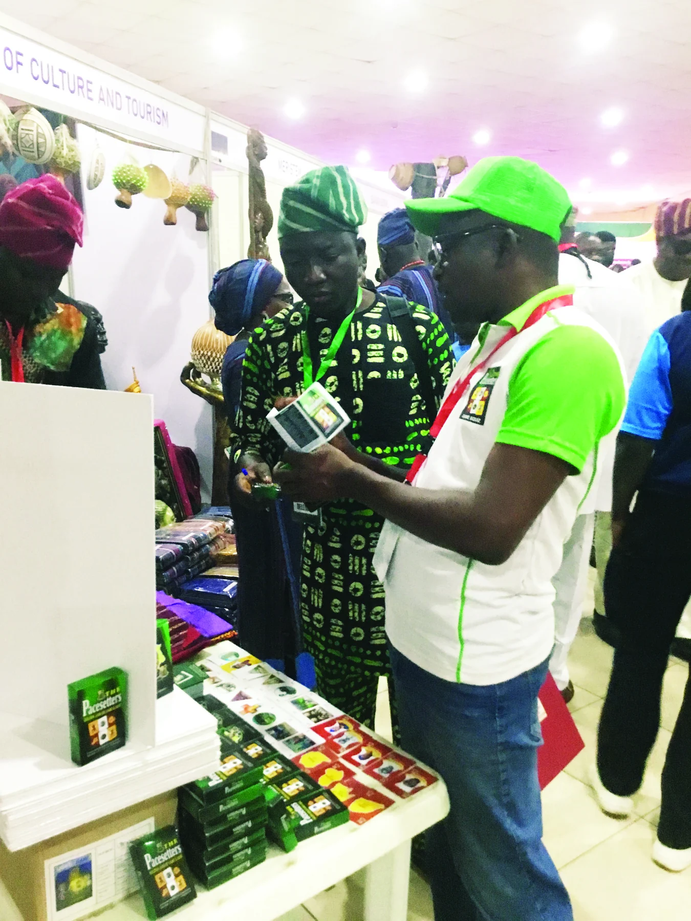 Olajide Aderinto presenting the Pacesetters game at an arts exhibition in Ibadan in May 2026