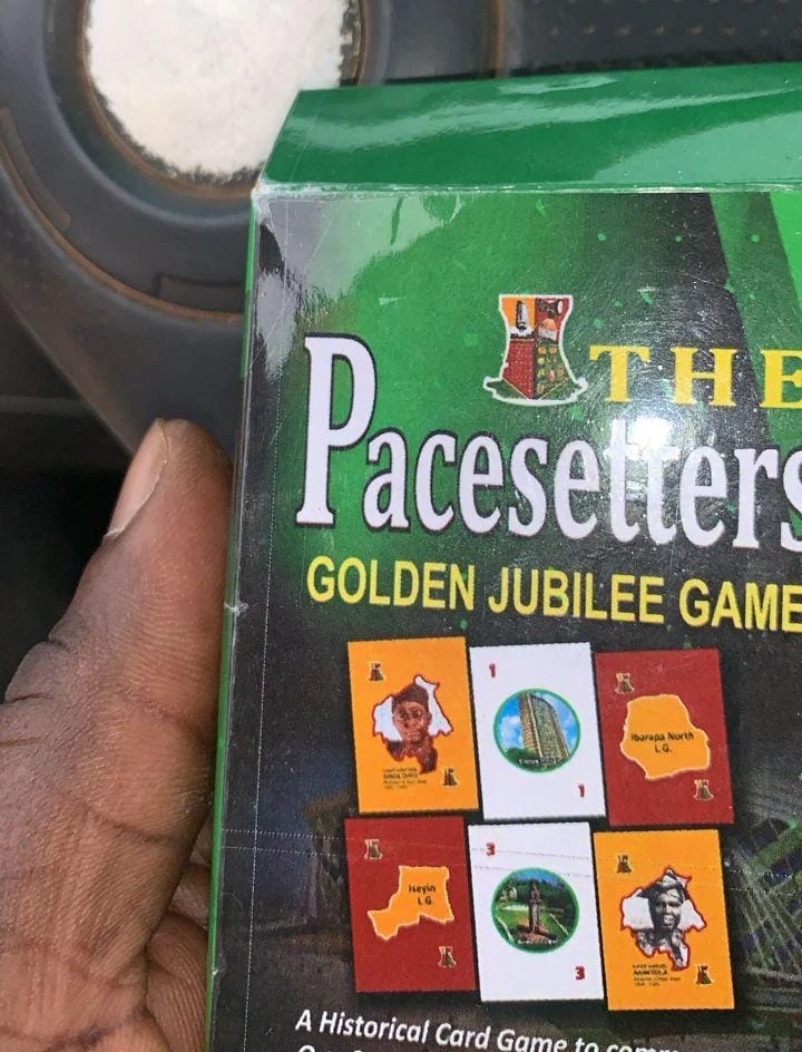Finished Pacesetters card game box held in hand