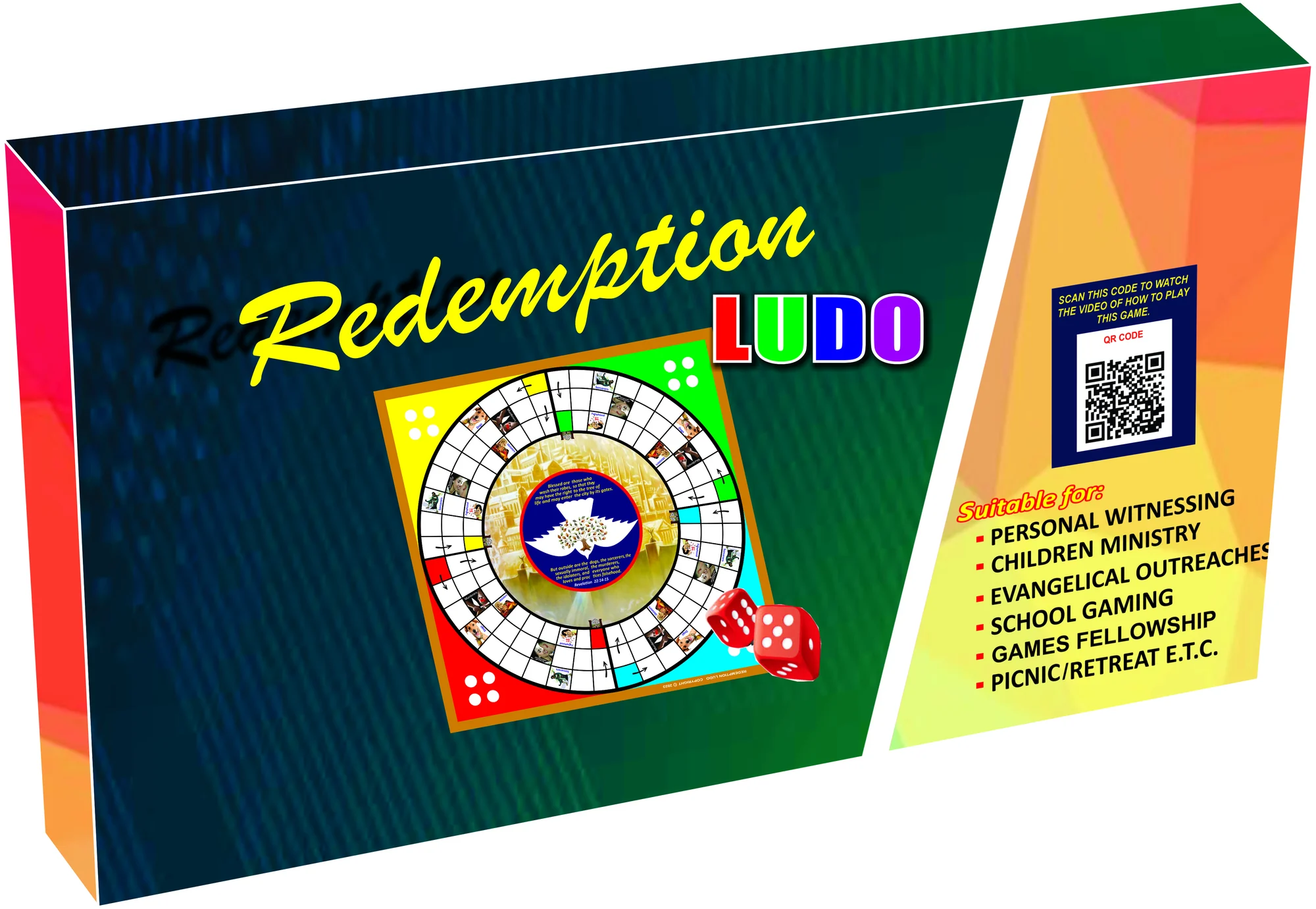 Redemption Ludo product box showing the circular game board and product information
