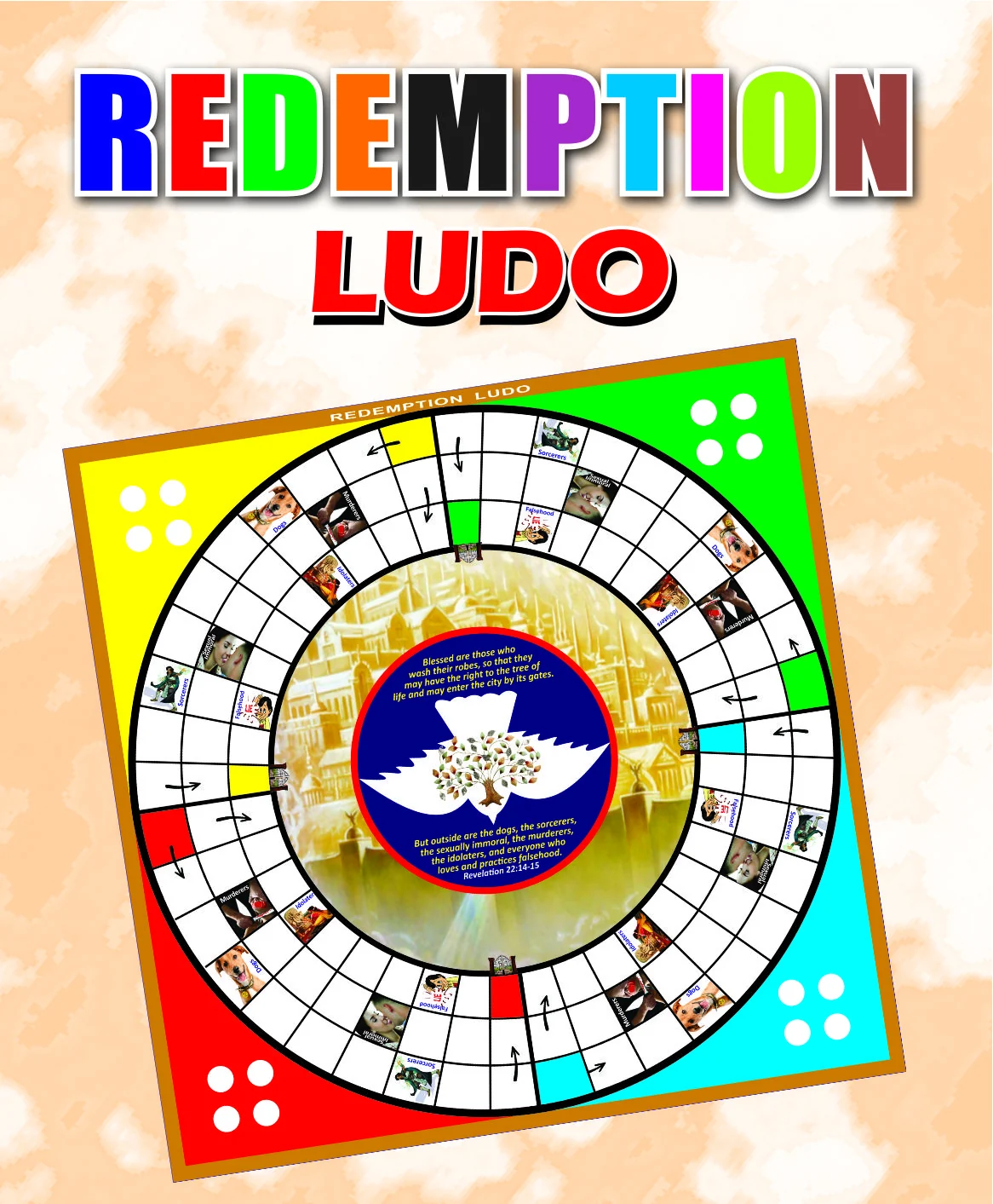 Redemption Ludo promotional artwork with the circular game board